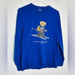 Polo Ralph Lauren Men's size small Blue Ski Bear Long Sleeve Shirt Vintage Rare